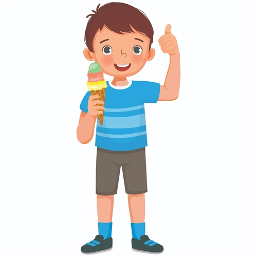 Summer Theme Boy Thumbs Up Ice Cream Transparent Sticker